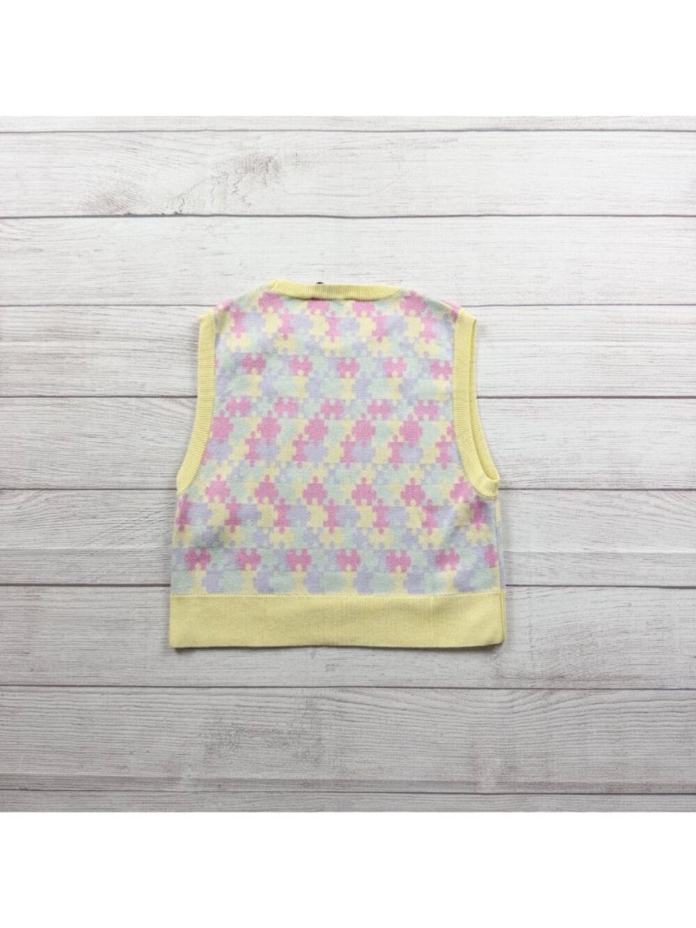 Zara Girls Sweater Vest Pastel Knit Sleeveless Pullover Yellow Trim M - Picture 4 of 4